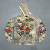Fashion Vale Forever Nostalgia Eagle Mud Print Washed Water Used Cardigan Hoodie Hoodie Men and Women