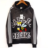 Vale Valley Little Bee Embroidered Loose Striped Ribbon Hoodie, Used, Washed, Scratched, Pullover Hoodie