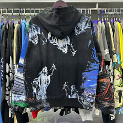 Tide brand Vale Valley Ghost Halloween print, worn out, washed, made old hooded cardigan, hoodie, jacket