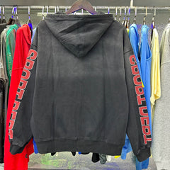 Vale American hip-hop style cartoon character hooded zipper sweatshirt for men and women retro vintage vintage vintage casual cardigan jacket trend