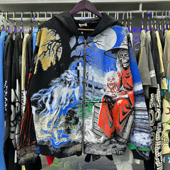 Tide brand Vale Valley Ghost Halloween print, worn out, washed, made old hooded cardigan, hoodie, jacket