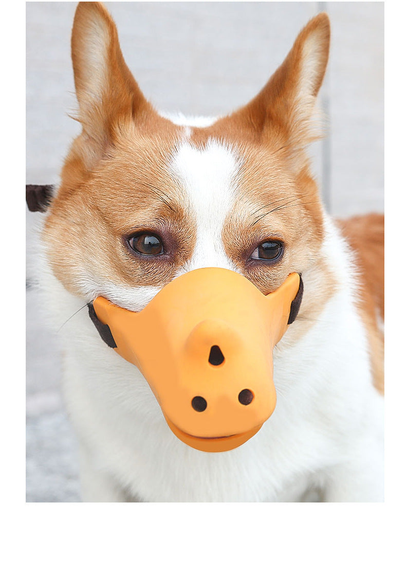 Rhino shape adjustable pure silicone dog muzzle