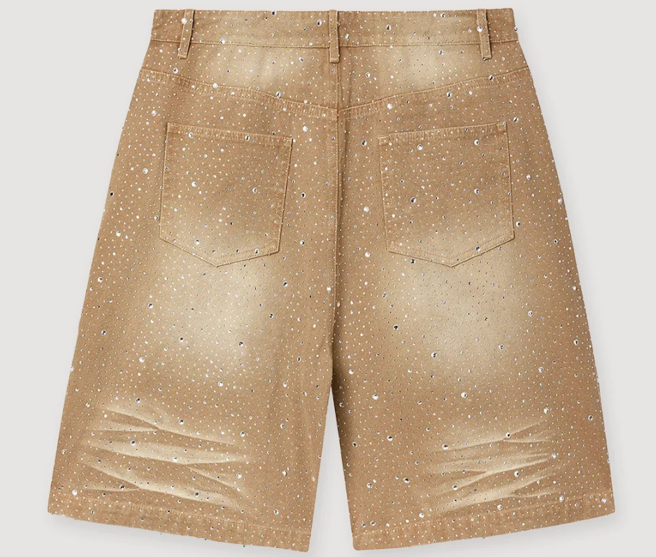 Vale Pearl-Embellished Distressed Denim Shorts