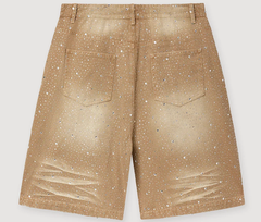 Vale Pearl-Embellished Distressed Denim Shorts