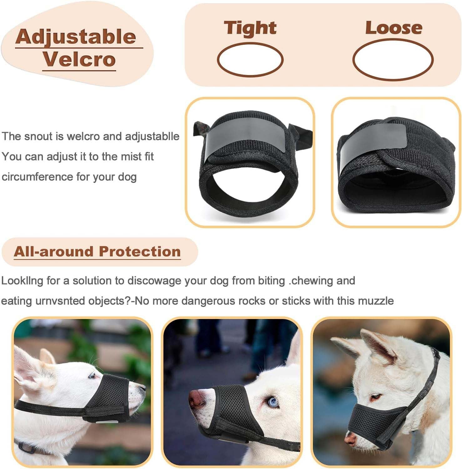 Dog Muzzle For Large Medium Small Dogs Mesh Muzzle For Dog To Prevent Biting Chewing Licking Eating Soft Dog Muzzle With Front Opening Design For Drinking Panting