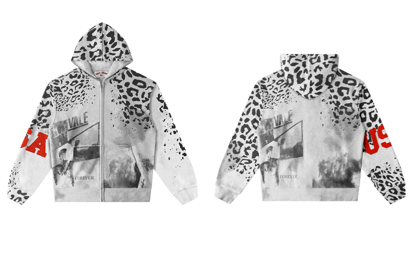 Vale Forever Leopard Camo Graffiti Full-Zip Hoodie