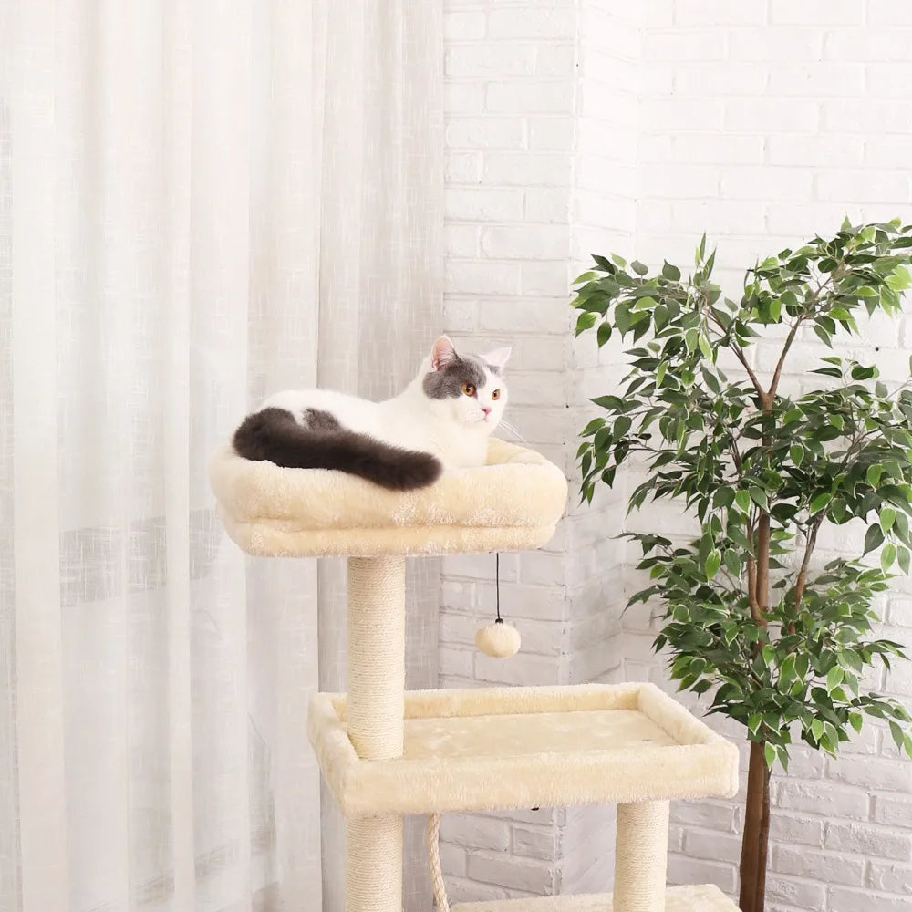 Fast Delivery Pet Cat Tree Tower Condo Furniture with Scratching Posts Multi Level Cat Jumping Climbing Tree Toys Pet Cat Houses