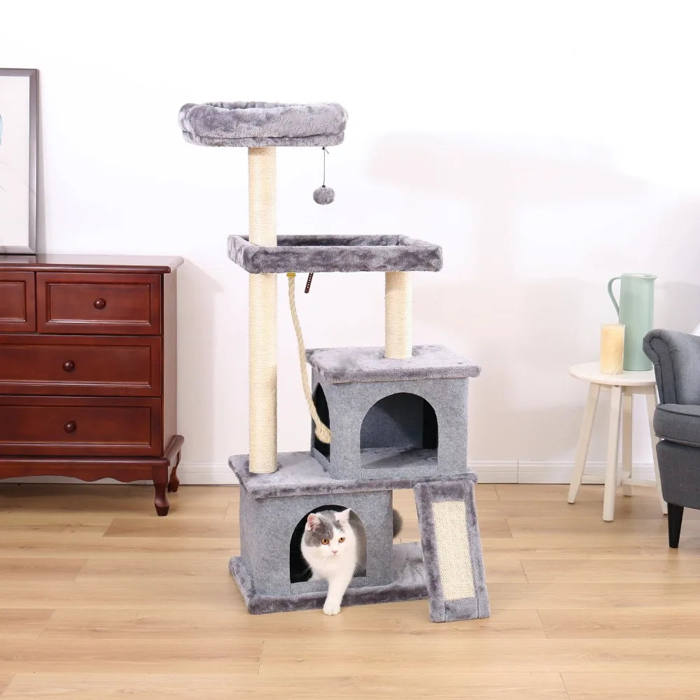 Fast Delivery Pet Cat Tree Tower Condo Furniture with Scratching Posts Multi Level Cat Jumping Climbing Tree Toys Pet Cat Houses