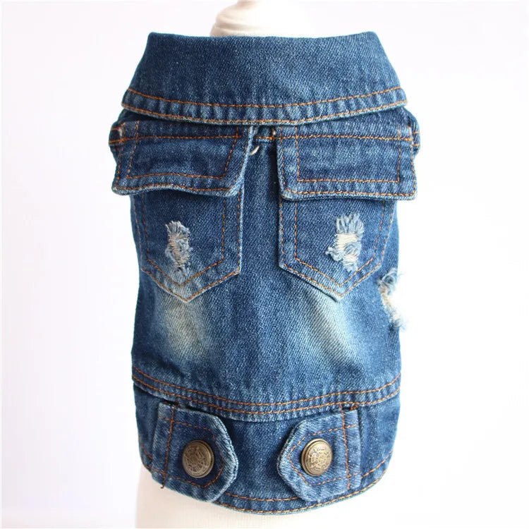 Fashion Cat Denim Vest Puppy Jacket Casual Jeans Coat Outfits Spring Autumn Cat Clothes For Kitten Small Medium Cats Pet Apparel