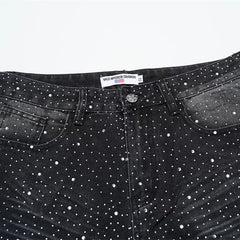 Vale Forever RAIN CLASSIC DENIM trendy brand full of hot rhinestone ripped jeans trousers