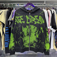 Vale parodies the Statue of Liberty print, washes water to make old cardigans, hoodies, autumn men's and women's loose casual jackets