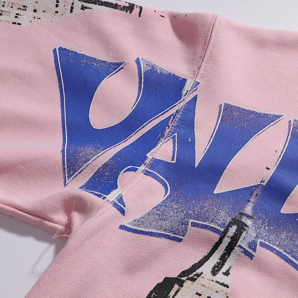 Fashion Vale Valley Statue of Liberty print worn out distressed cardigan hooded sweatshirt men's and women's loose jacket