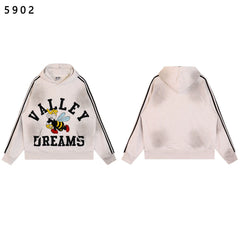 Vale Valley Little Bee Embroidered Loose Striped Ribbon Hoodie, Used, Washed, Scratched, Pullover Hoodie