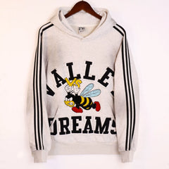 Vale Valley Little Bee Embroidered Loose Striped Ribbon Hoodie, Used, Washed, Scratched, Pullover Hoodie