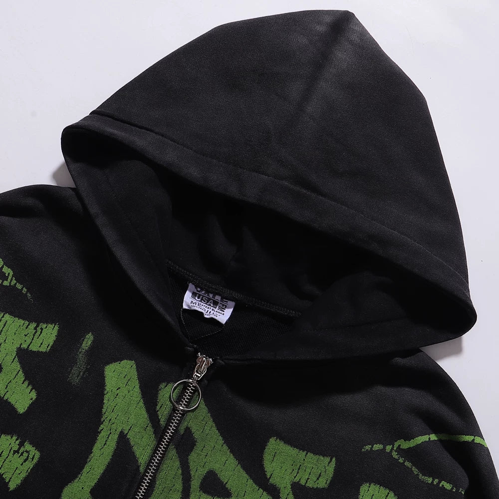 Vale parodies the Statue of Liberty print, washes water to make old cardigans, hoodies, autumn men's and women's loose casual jackets