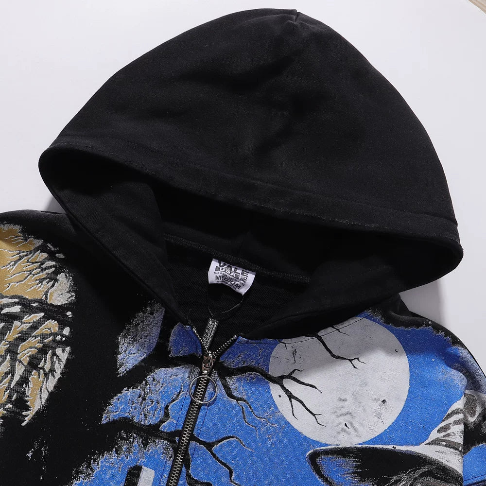 Tide brand Vale Valley Ghost Halloween print, worn out, washed, made old hooded cardigan, hoodie, jacket