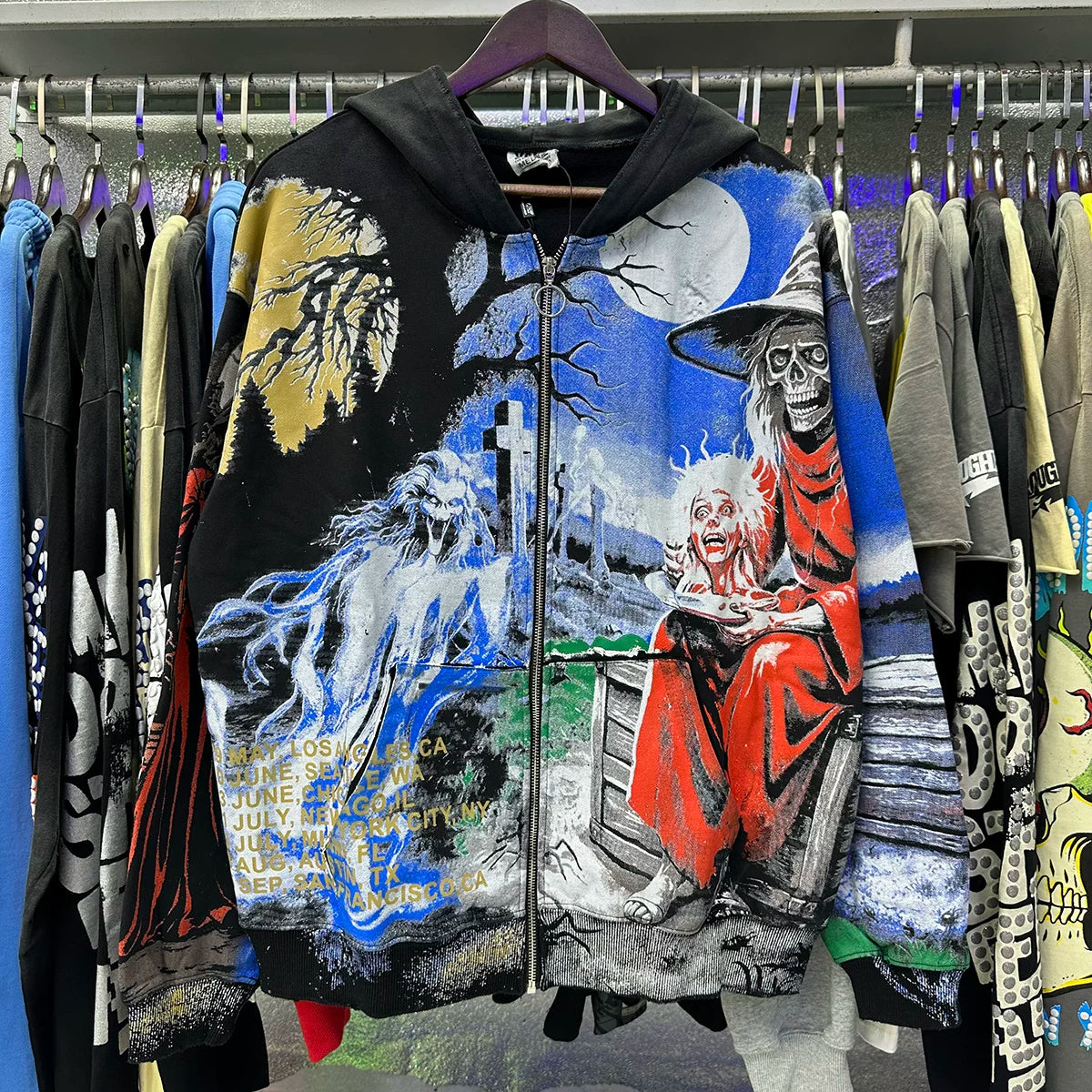 Tide brand Vale Valley Ghost Halloween print, worn out, washed, made old hooded cardigan, hoodie, jacket
