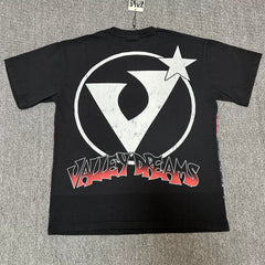 Vale Valley Retro Skull Printed Short sleeved T-shirt for Men and Women, Loose High Street Style, Trendy Hot Diamond Top