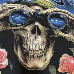 Vale Valley American high street style skull print short sleeved T-shirt for men and women, loose hot stamping trendy brand top for couples