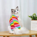 Cat Recovery Suit - Post-Surgery Disinfectant Care Outfit Playful Pattern Design Breathable Mesh Fabric Mao supplies clothing