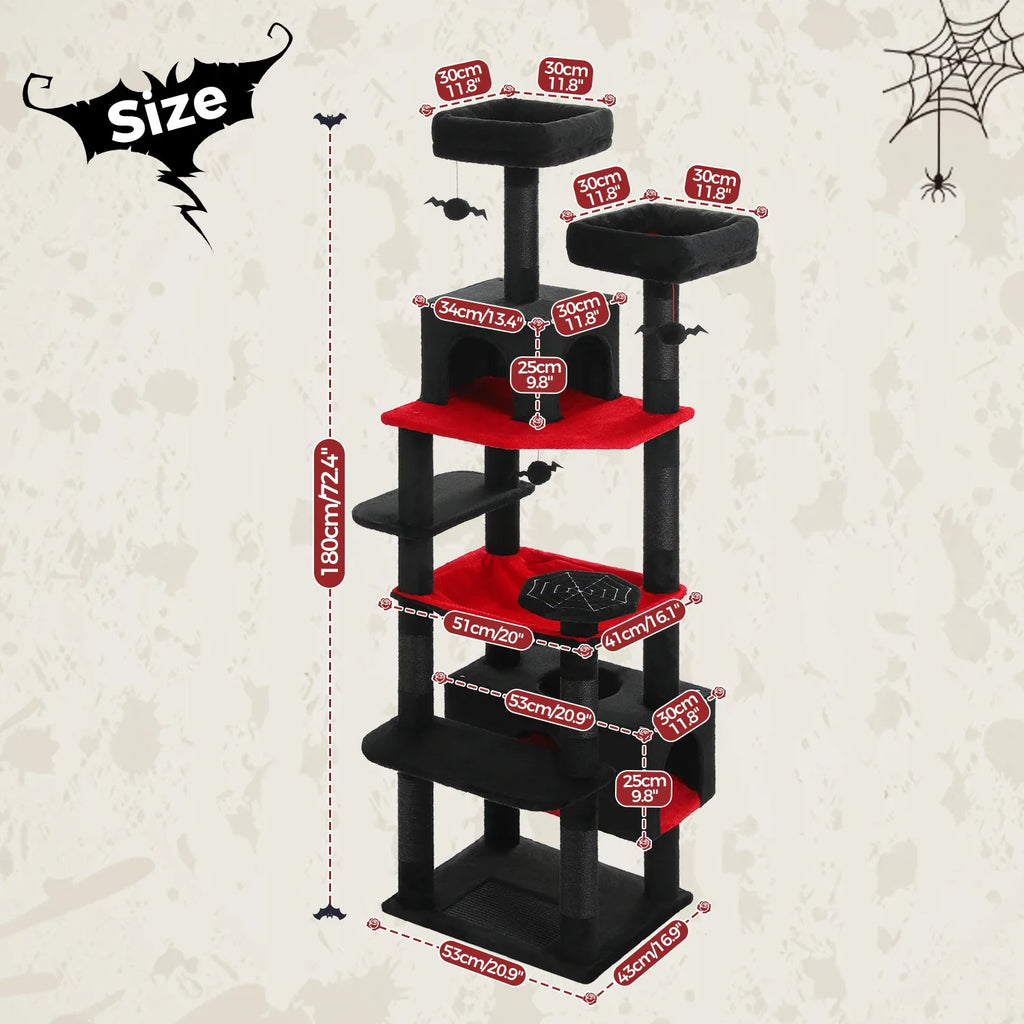 Large Cat Tree and Tower for Indoor Cats With Sisal-Covered Scratching Posts Spacious Hammock Padded Perches and Condos Cat Toys