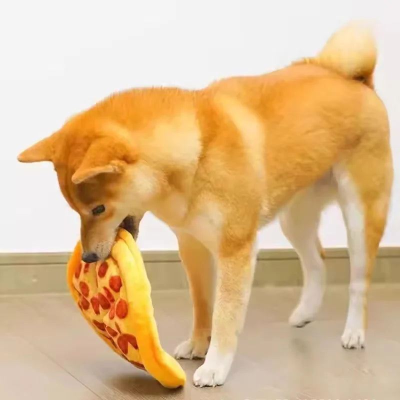 Eco Friendly Durable Plush Pizza Pet Toy With BB Sound Cute Interactive Chew Teeth Train Toy For Dogs Cats Puppy Kitten Supply