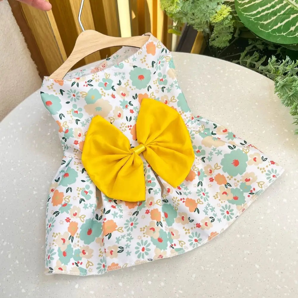 Cat Costume Floral Printed Cat Dog Dress Cute XS-XXL Puppy Princess Skirt Wedding Dress Bowknot Pet Skirt Kitten
