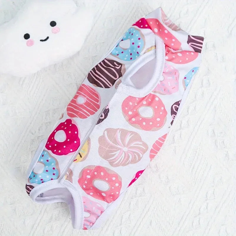 Cat Recovery Suit - Post-Surgery Disinfectant Care Outfit Playful Pattern Design Breathable Mesh Fabric Mao supplies clothing