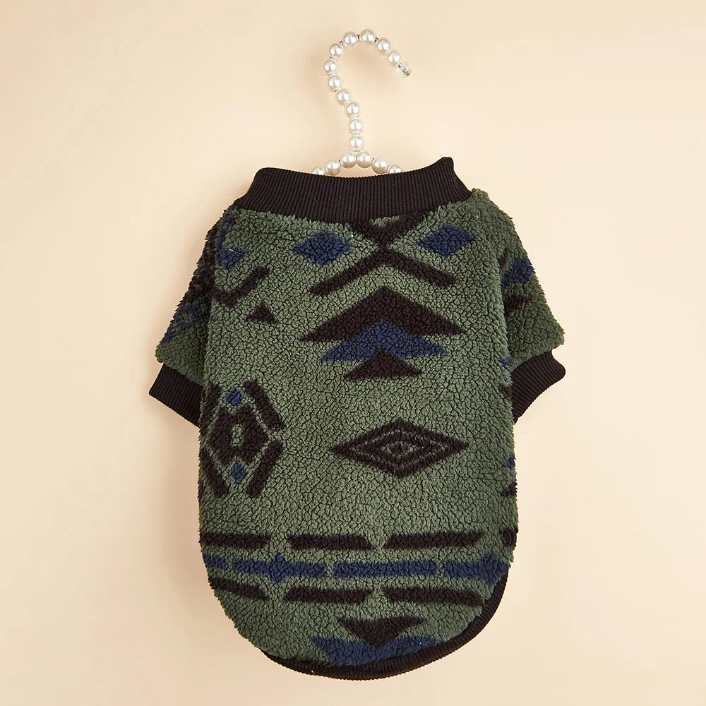 Totems Print Puppy Dog Sweater for Small Dogs Winter Warm Pet Hoodie Clothes Poodle Schnauzer Bichon Pullovers mascotas Clothing