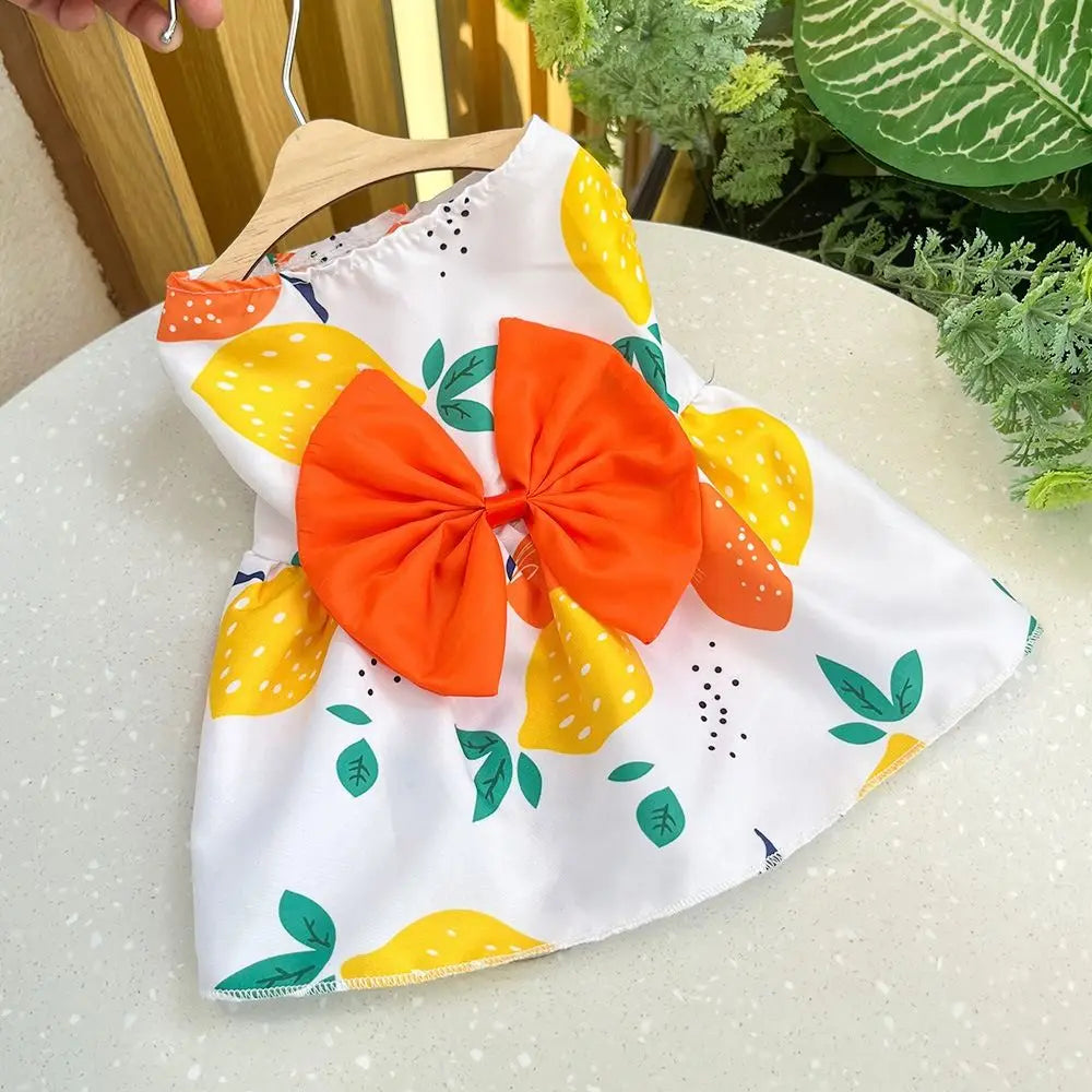 Cat Costume Floral Printed Cat Dog Dress Cute XS-XXL Puppy Princess Skirt Wedding Dress Bowknot Pet Skirt Kitten