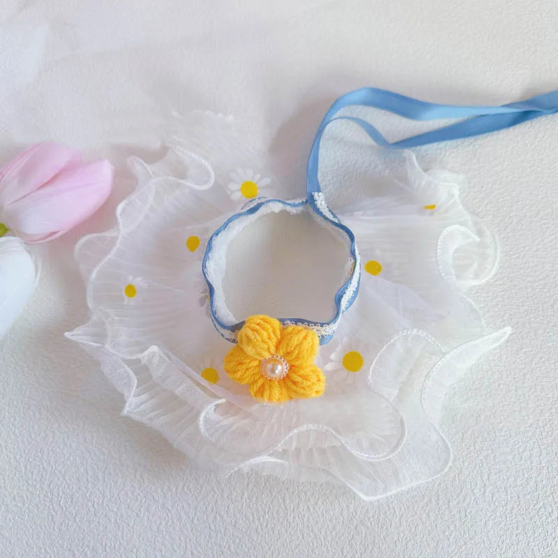 Pearl Dog Collar Jewelled Silk Wedding Cat Puppy Ribbon Scarf Pendant Pet Bows Necklace Satin New Kitten Accessories Bowtie Gift