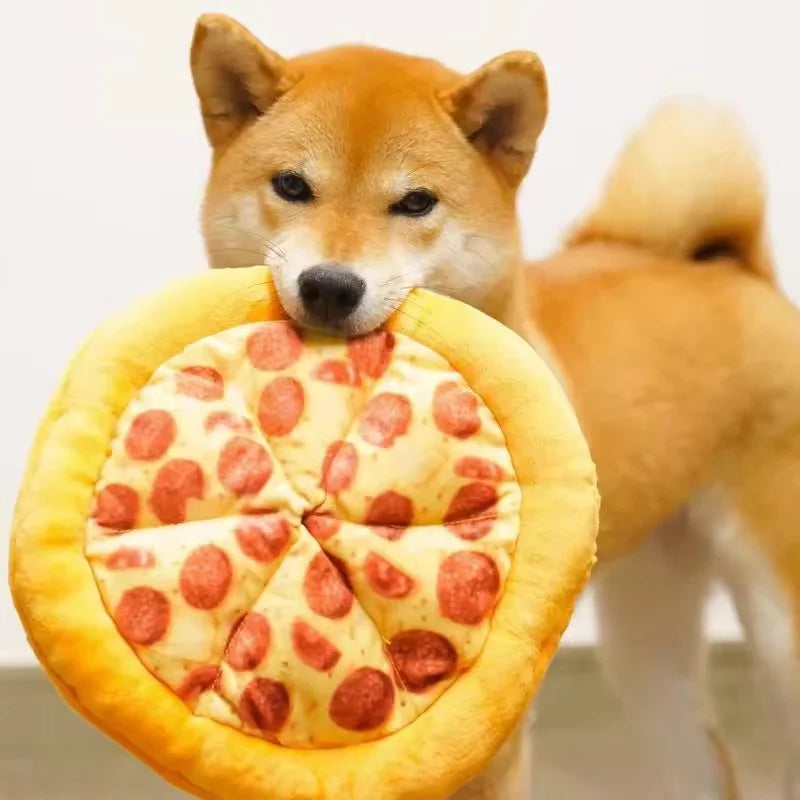 Eco Friendly Durable Plush Pizza Pet Toy With BB Sound Cute Interactive Chew Teeth Train Toy For Dogs Cats Puppy Kitten Supply