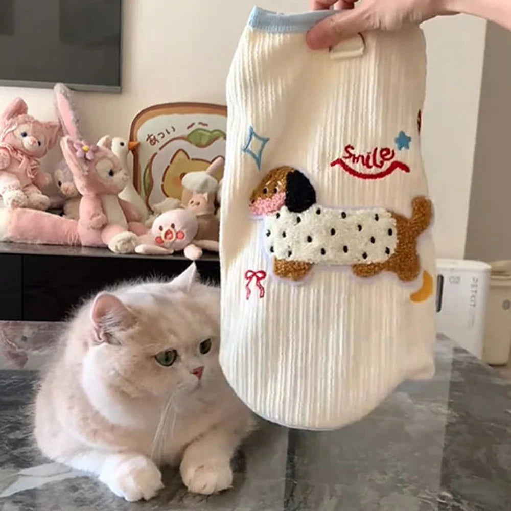 Soft Puppy Clothes Summer Cute Cat Clothes for Small Cat Vest Undershirt Breathable Small Dog Vest Pet Supplies with Hook