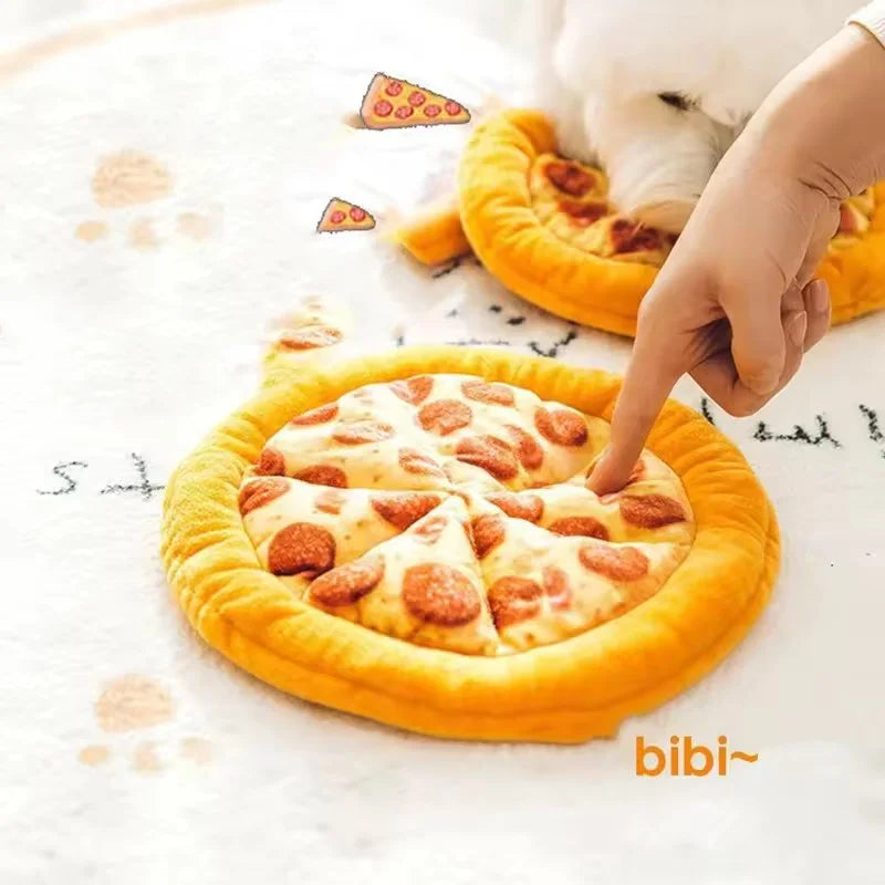 Eco Friendly Durable Plush Pizza Pet Toy With BB Sound Cute Interactive Chew Teeth Train Toy For Dogs Cats Puppy Kitten Supply