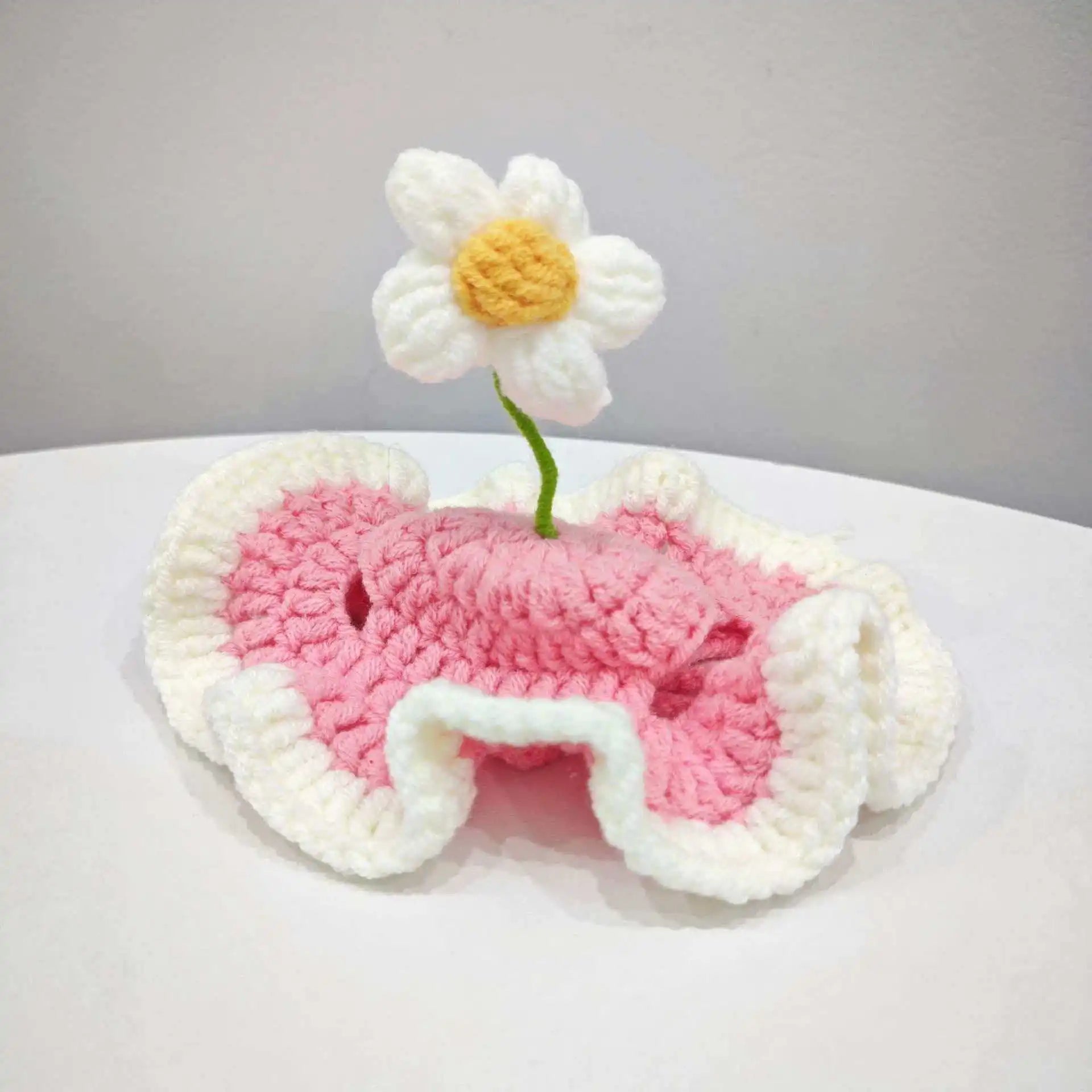 Cat Hat, Cute Flower Crochet Cat Hat Knitted Costume Headwear for Kitten Dog Puppy Pet Small Knit Cap Clothes Decoration
