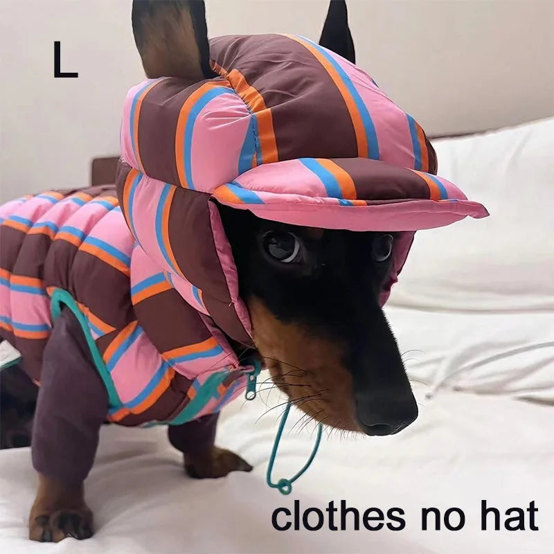 Autumn Winter Warm  Pet Clothing Stripe Double Sided Wearable Dogs Cats Wadded Jacket Cute Soft Thickened Small Dog Cotton Coat