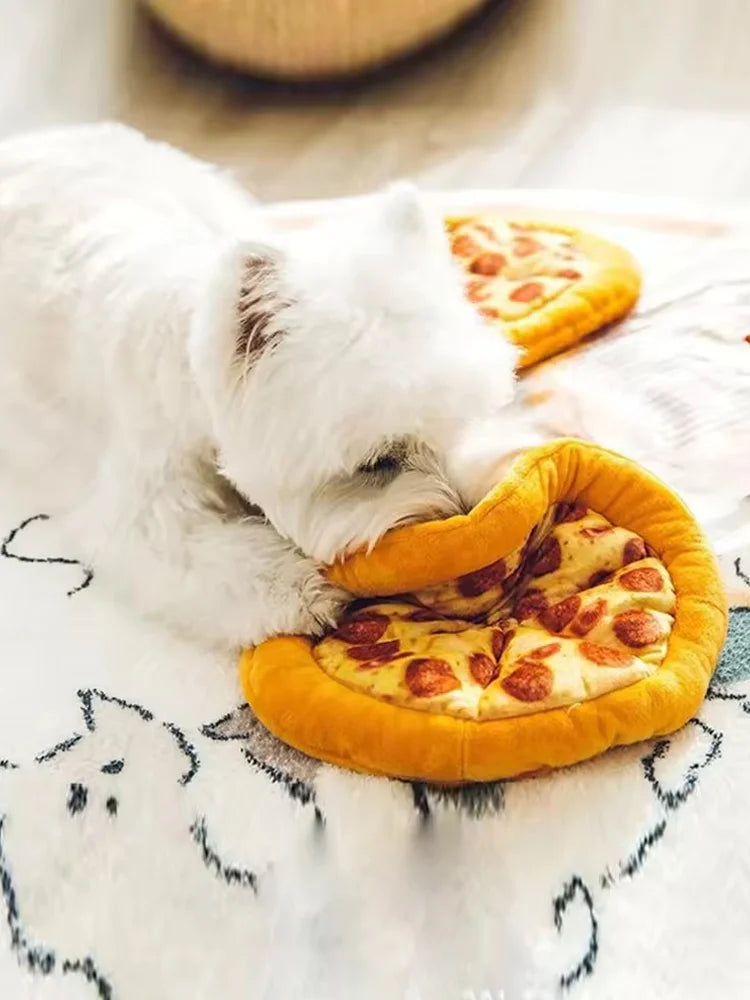 Eco Friendly Durable Plush Pizza Pet Toy With BB Sound Cute Interactive Chew Teeth Train Toy For Dogs Cats Puppy Kitten Supply