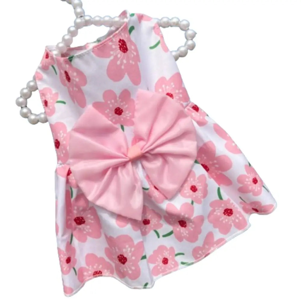 Cat Costume Floral Printed Cat Dog Dress Cute XS-XXL Puppy Princess Skirt Wedding Dress Bowknot Pet Skirt Kitten