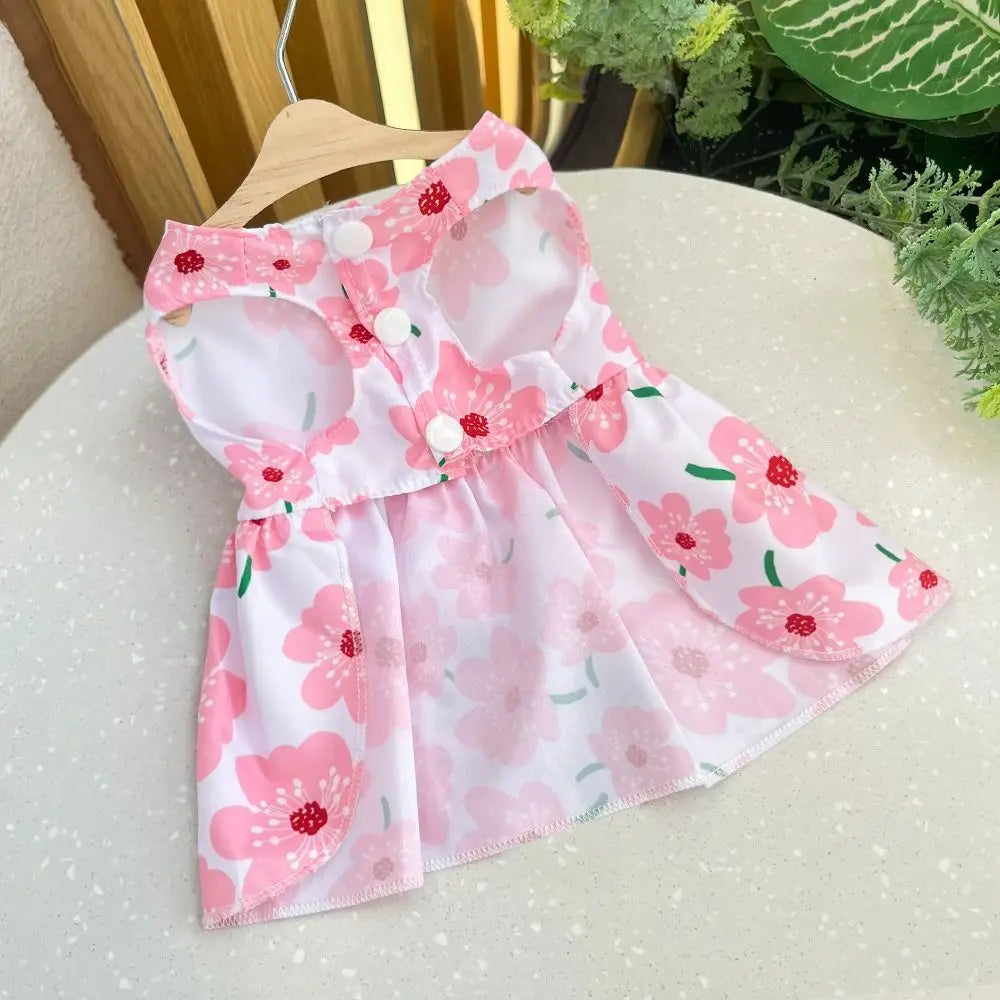 Cat Costume Floral Printed Cat Dog Dress Cute XS-XXL Puppy Princess Skirt Wedding Dress Bowknot Pet Skirt Kitten