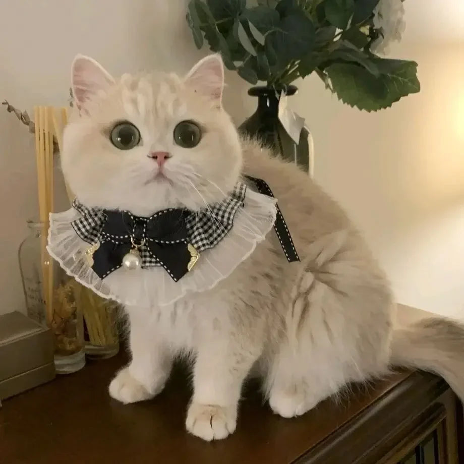 Pearl Dog Collar Jewelled Silk Wedding Cat Puppy Ribbon Scarf Pendant Pet Bows Necklace Satin New Kitten Accessories Bowtie Gift