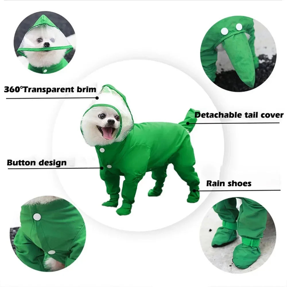 Raincoat For Small Medium large Dog Cat Waterproof All-inclusive Pet Cloak Costume Dog Rainy Day Keep Dry Rain Boots Clothes