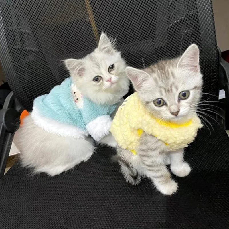Newborn Cat Kitten Velvet Clothing Winter Warm Little Pet Sweater for Small Animals Bunny Pullovers Clothes Teacup Poodle XXXS