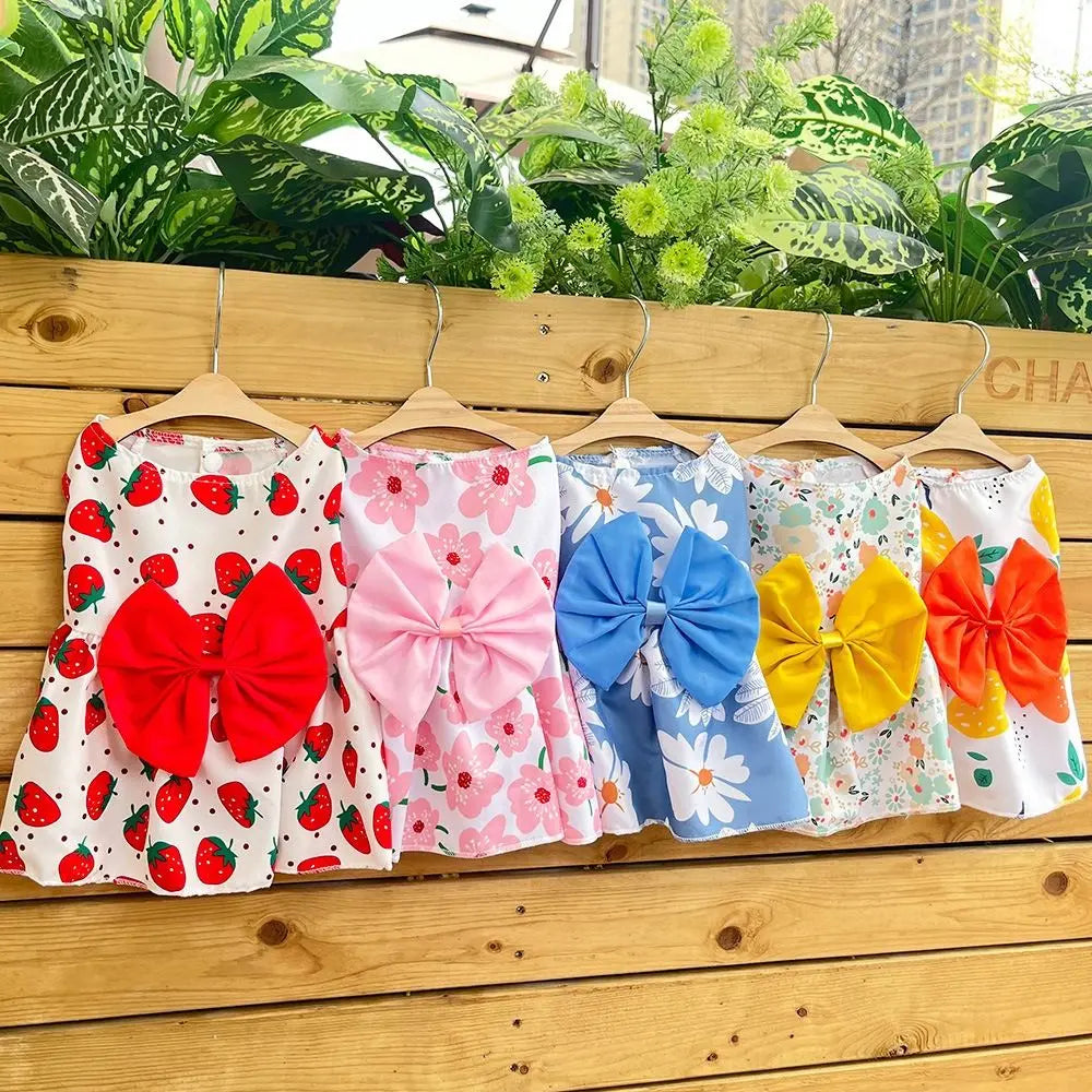 Cat Costume Floral Printed Cat Dog Dress Cute XS-XXL Puppy Princess Skirt Wedding Dress Bowknot Pet Skirt Kitten