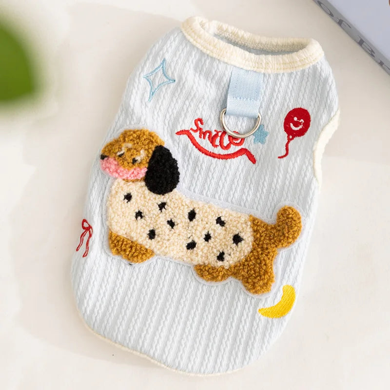 Soft Puppy Clothes Summer Cute Cat Clothes for Small Cat Vest Undershirt Breathable Small Dog Vest Pet Supplies with Hook