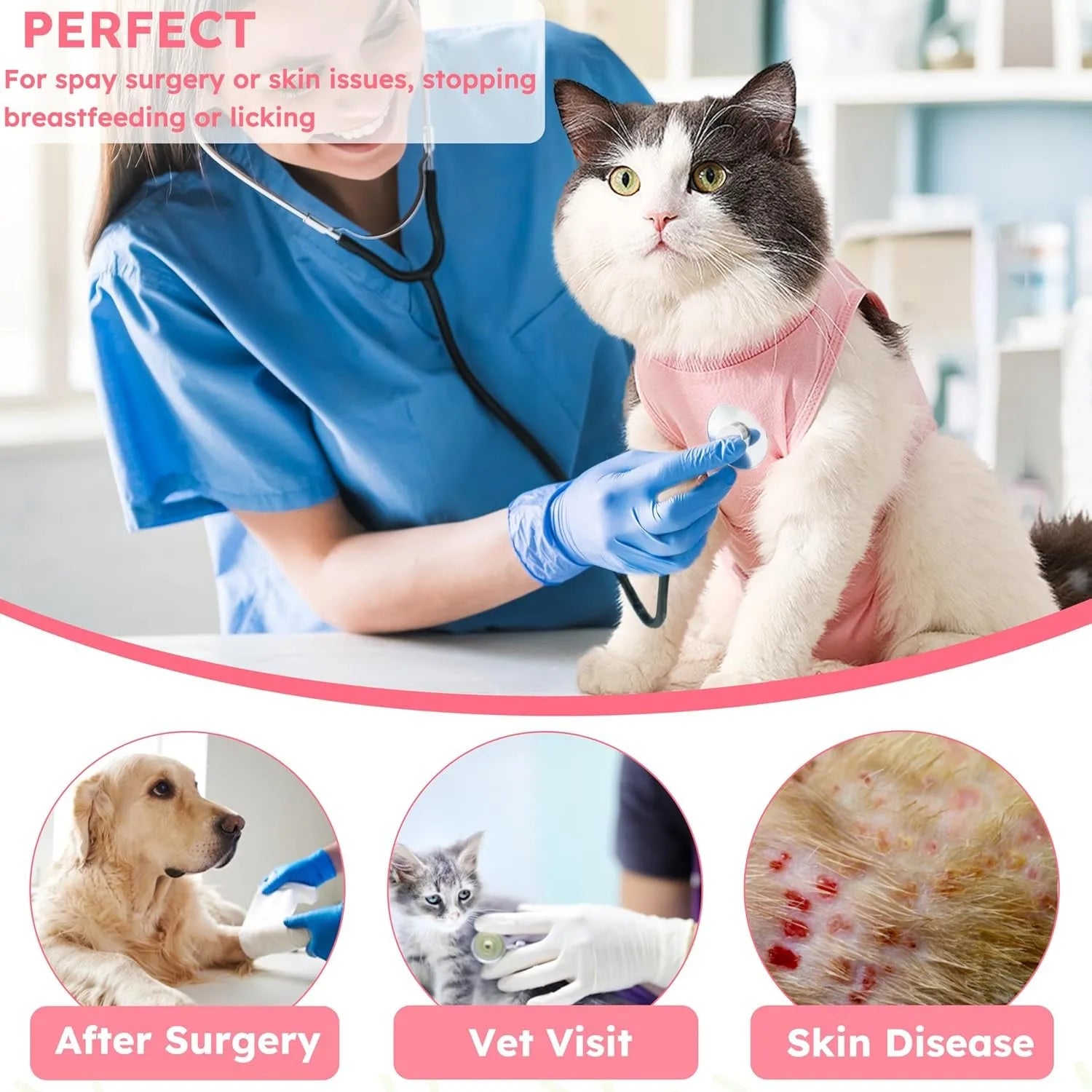 Pet Supplies, Cat Clothes, Cat Sterilization Vest, Anti Licking And Biting Soft And Super Elastic Short Blue Cat Supplies