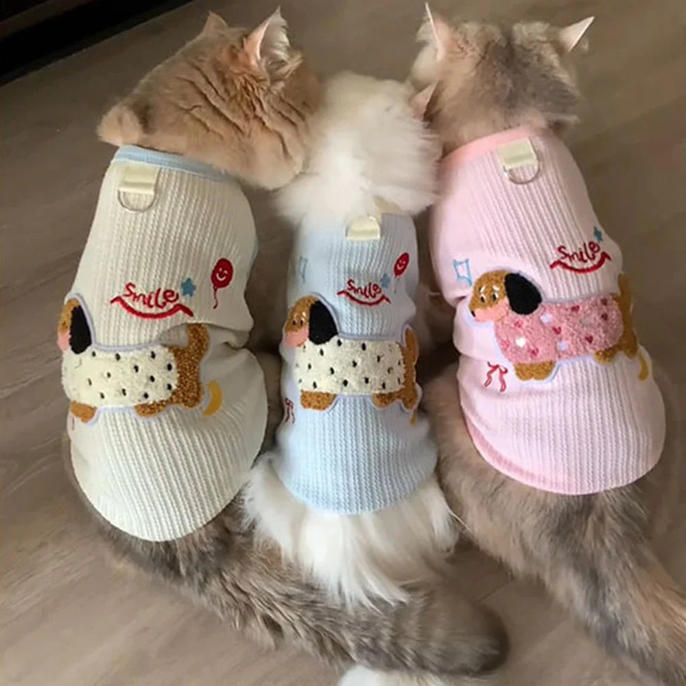 Breathable Small Dog Vest Clothes Soft Winter Warm Cute Cat Clothes for Small Cat Vest Undershirt Dogs Clothes with Hook