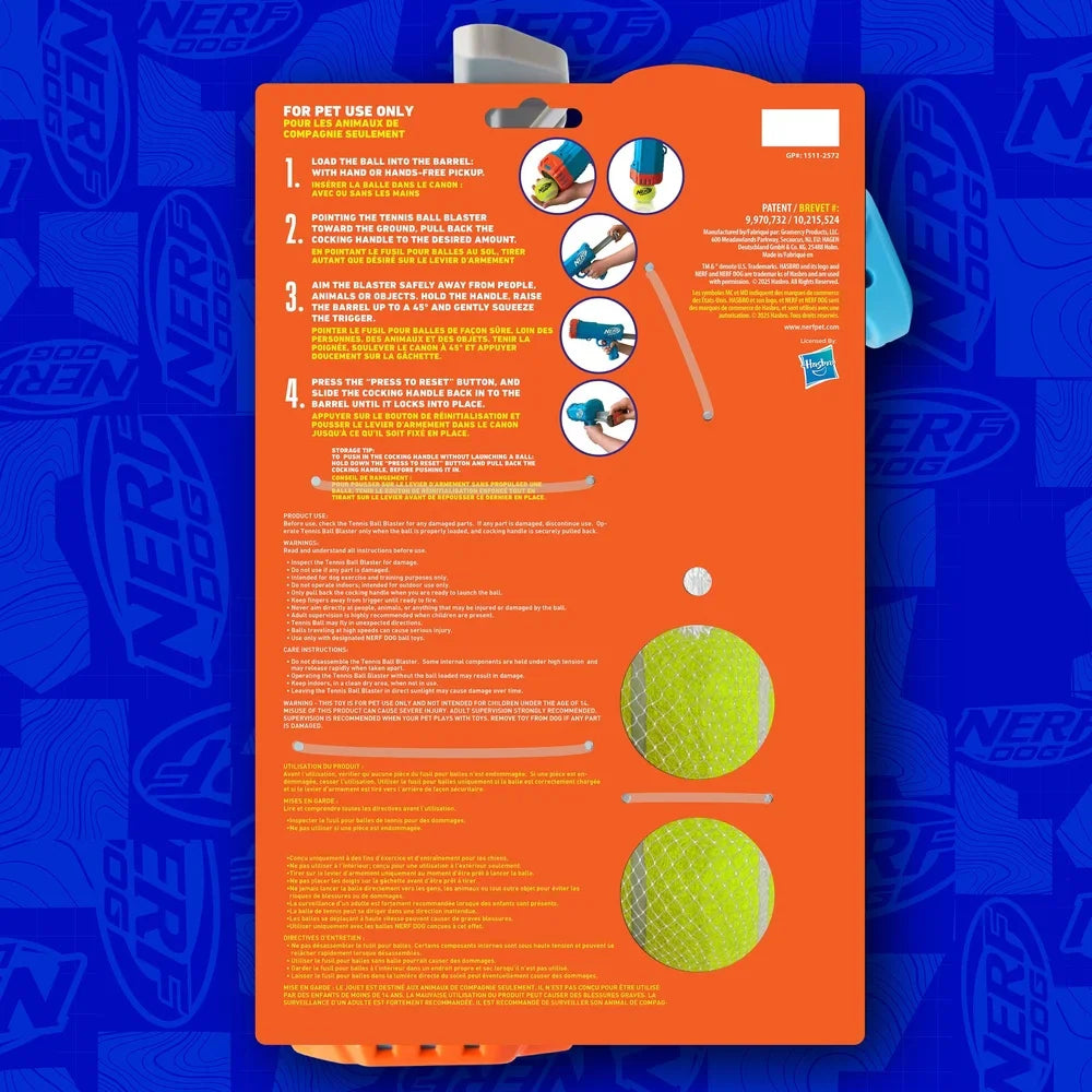 Compact Tennis Ball Launcher Dogs with 2 Balls Hands-Free Pickup Portable 40ft Distance Chewable Waterproof Easy Storage