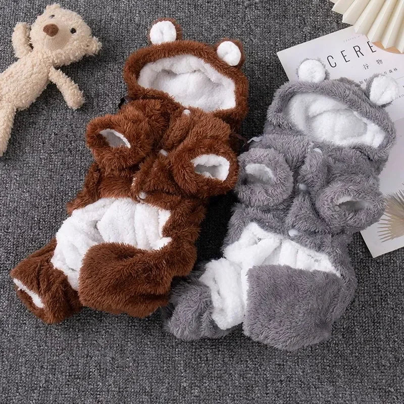 Winter Autumn Warm Four Legged Pet Clothes Fleece Lined Thickened Outfits For Cats Golden Gradient Ragdoll Small To Medium Dogs