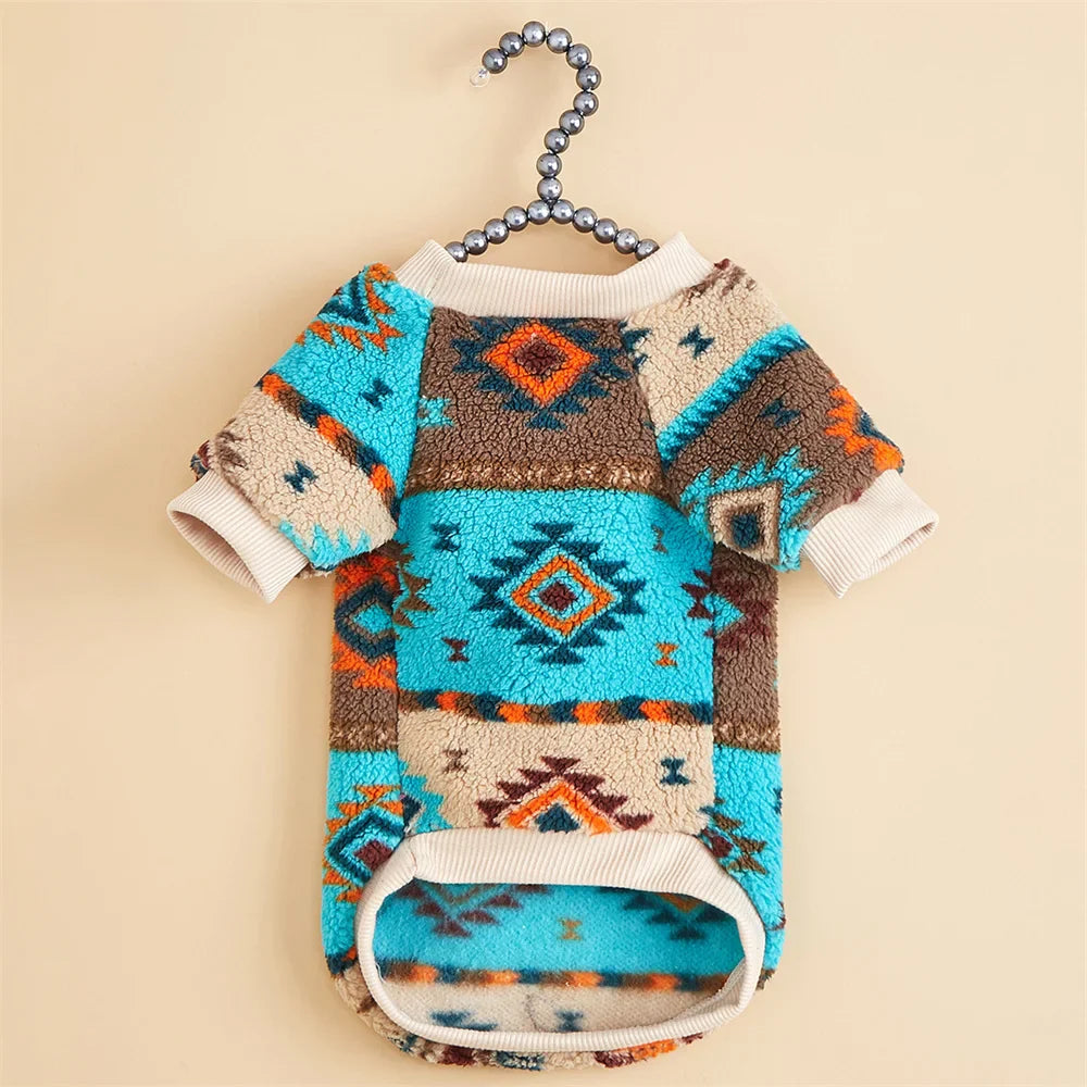 Totems Print Puppy Dog Sweater for Small Dogs Winter Warm Pet Hoodie Clothes Poodle Schnauzer Bichon Pullovers mascotas Clothing