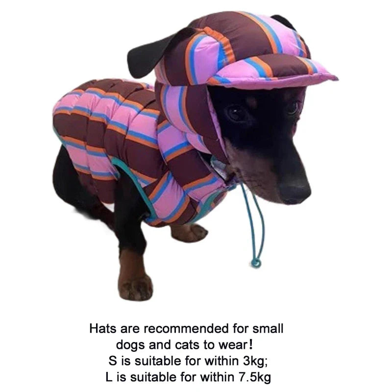 Autumn Winter Warm  Pet Clothing Stripe Double Sided Wearable Dogs Cats Wadded Jacket Cute Soft Thickened Small Dog Cotton Coat